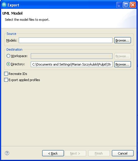 Rational Software Architect - export to uml format of Eclipse